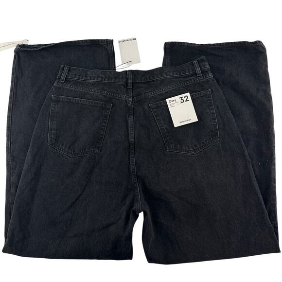 Reformation Black Cary High Rise Slouchy Wide Leg Cropped Jeans Size 32 - Picture 8 of 9